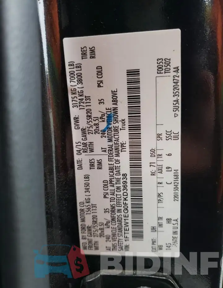 1FTEW1EG0FKD36938 Photo# 12