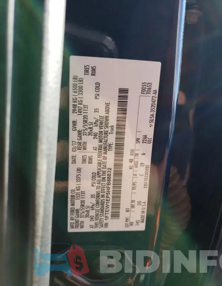 1FTEW1EP5HFB88832 Photo# 12