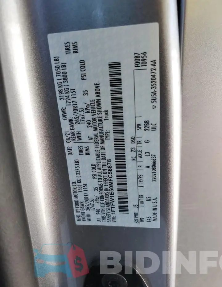 1FTFW1E50MFC58878 Photo# 12