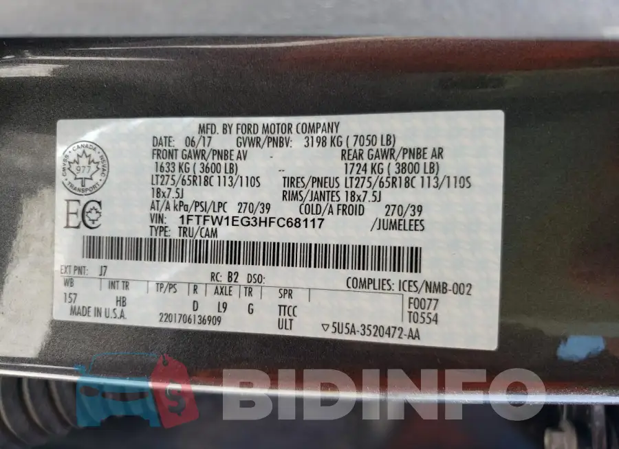 1FTFW1EG3HFC68117 Photo# 10
