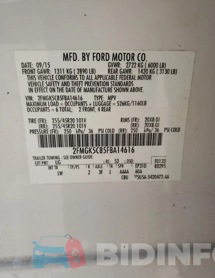 2FMGK5C85FBA14616 Photo# 14