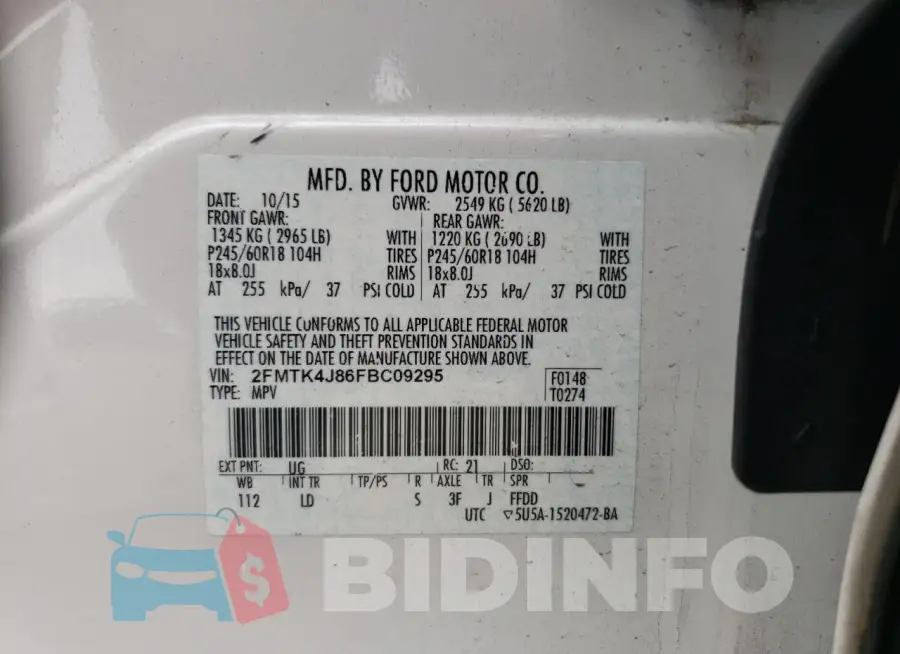 2FMTK4J86FBC09295 Photo# 13