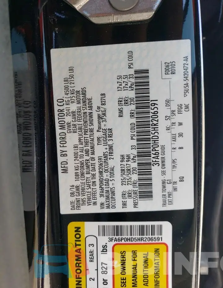 3FA6P0HD5HR206591 Photo# 12
