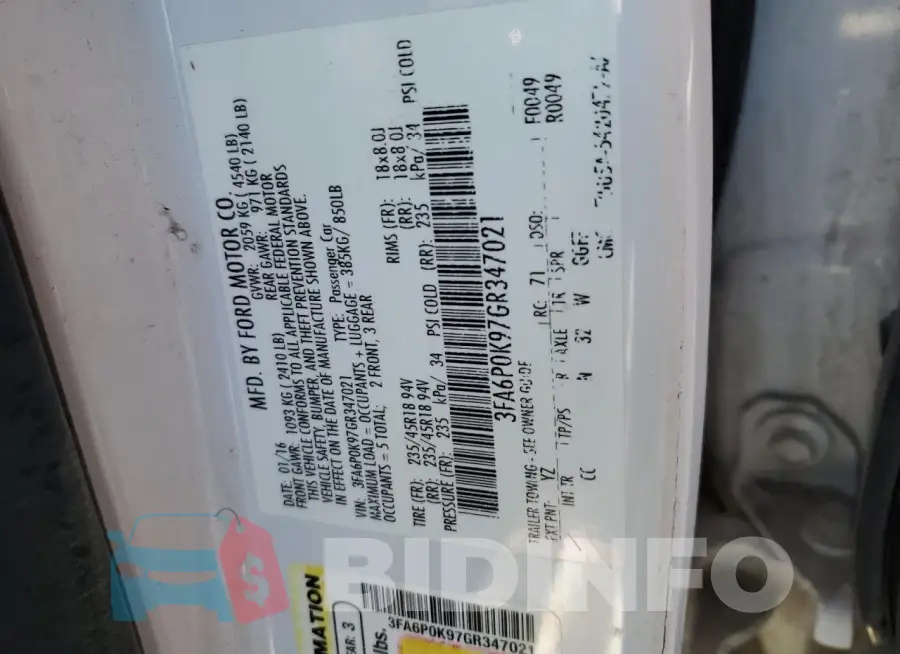 3FA6P0K97GR347021 Photo# 12
