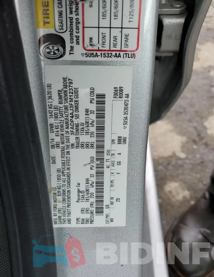 3FADP4AJ3FM123797 Photo# 12