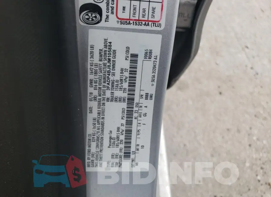 3FADP4BJ8JM105884 Photo# 13