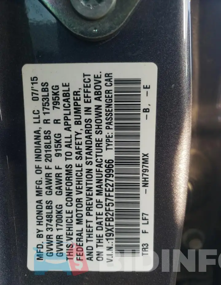 19XFB2F57FE279966 Photo# 13