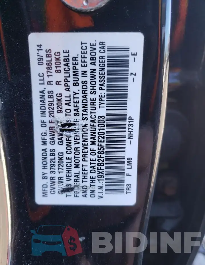 19XFB2F85FE201003 Photo# 12