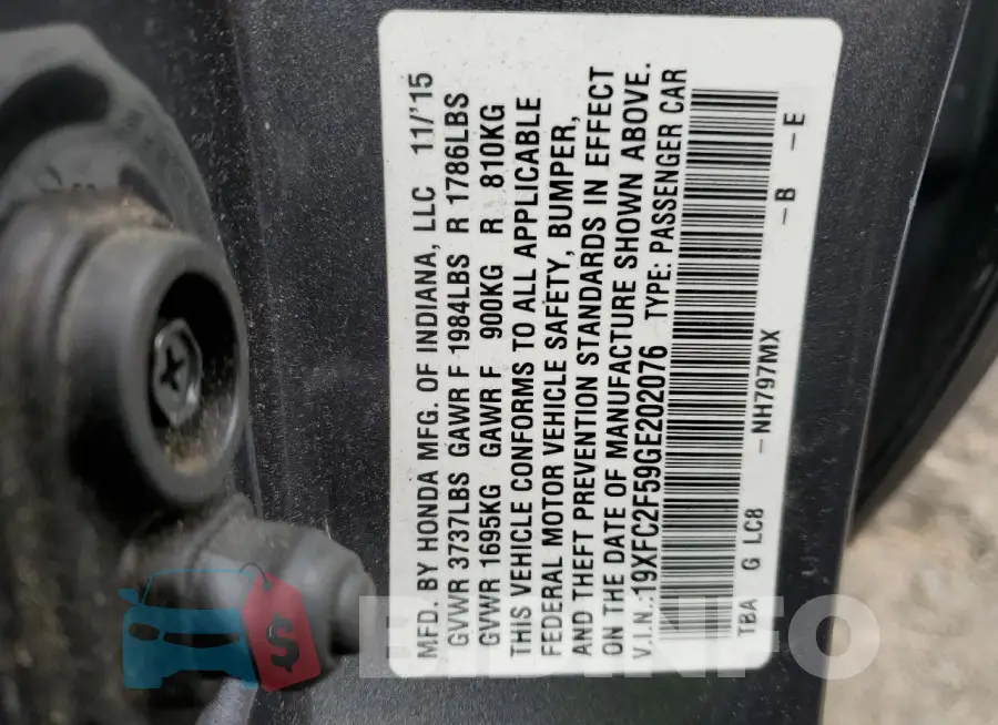 19XFC2F59GE202076 Photo# 12