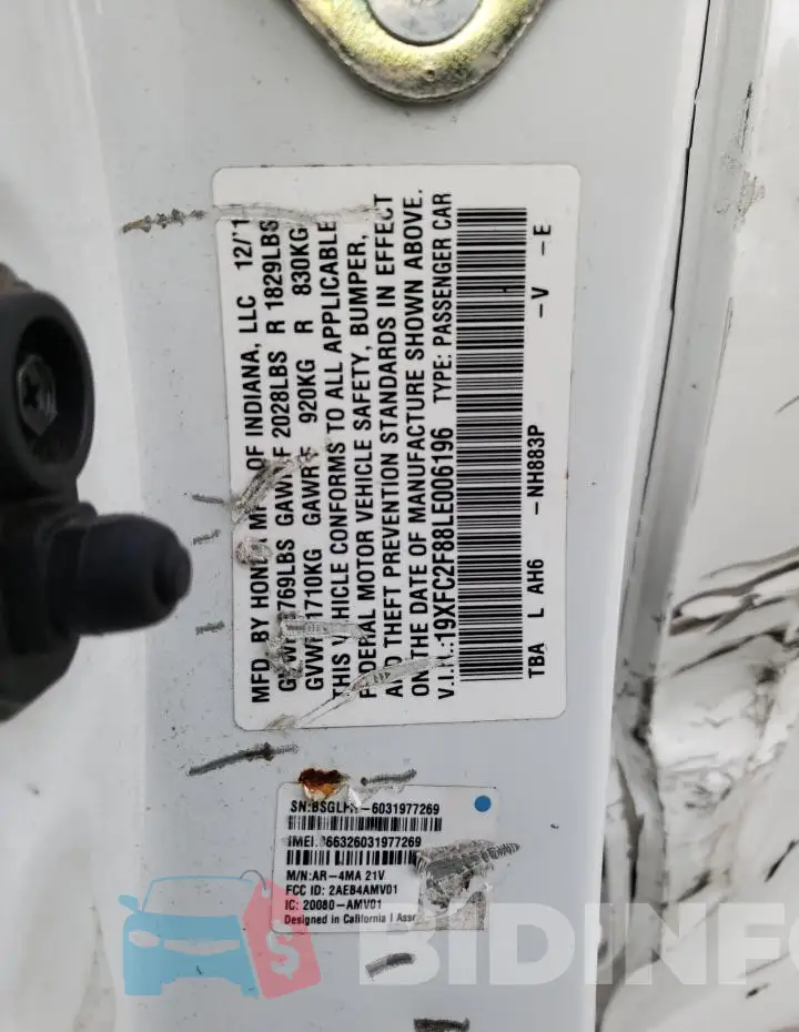 19XFC2F88LE006196 Photo# 12