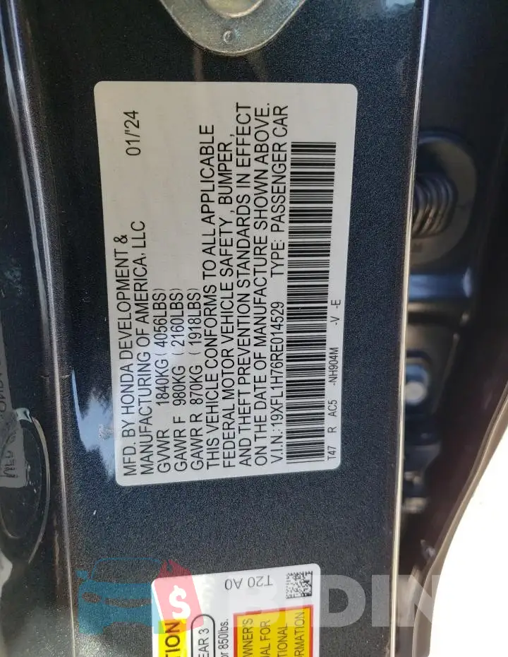 19XFL1H76RE014529 Photo# 12