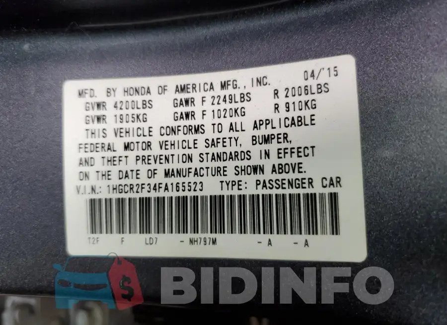 1HGCR2F34FA165523 Photo# 12