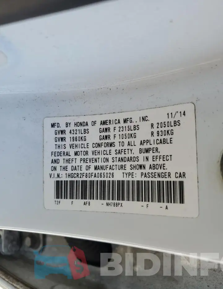 1HGCR2F80FA065026 Photo# 13