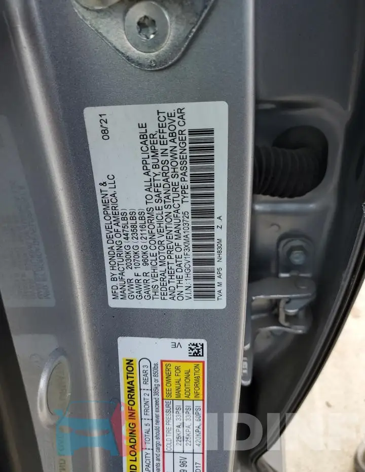 1HGCV1F3XMA103725 Photo# 12