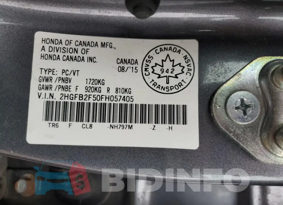 2HGFB2F50FH057405 Photo# 13