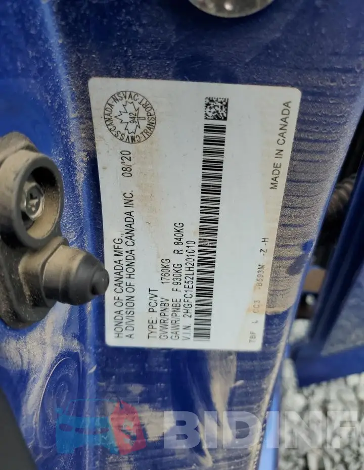 2HGFC1E52LH201010 Photo# 12