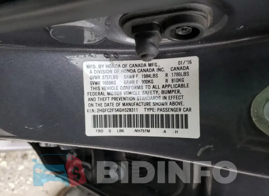 2HGFC2F54GH528311 Photo# 12