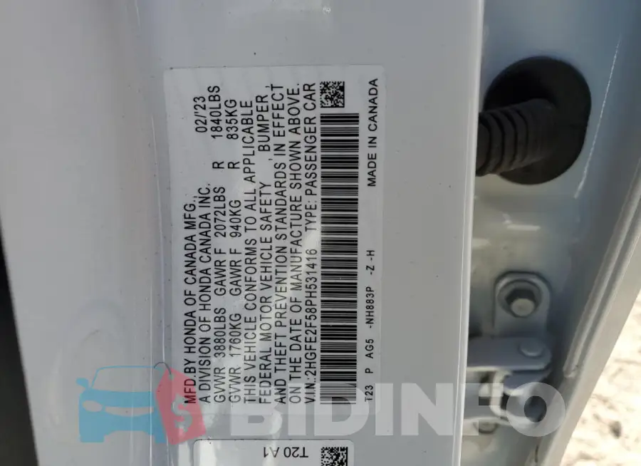 2HGFE2F58PH531416 Photo# 12