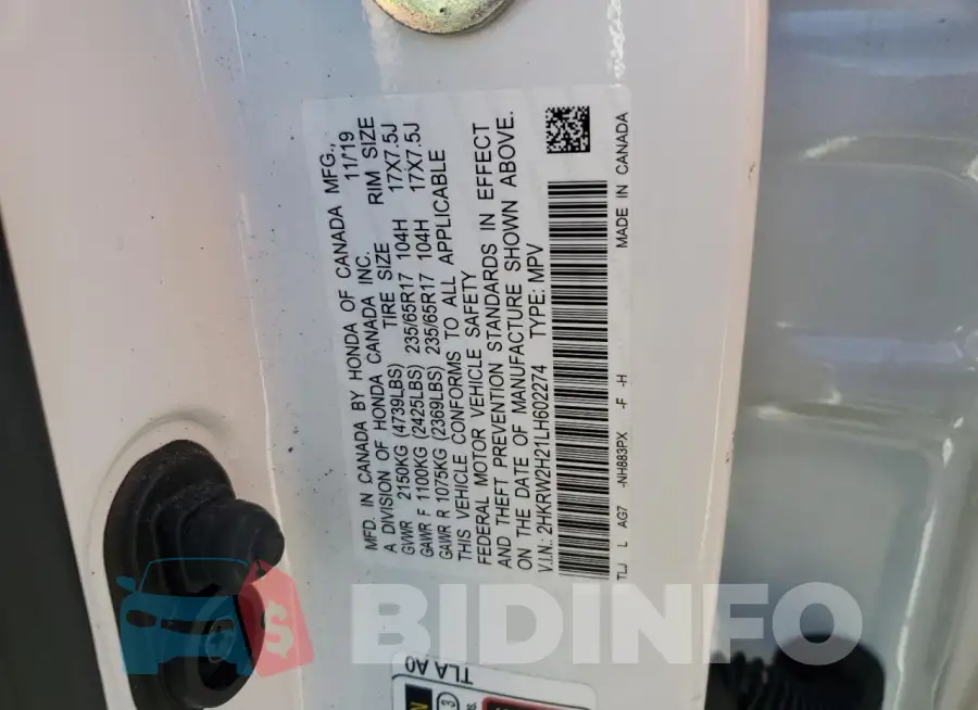2HKRW2H21LH602274 Photo# 13