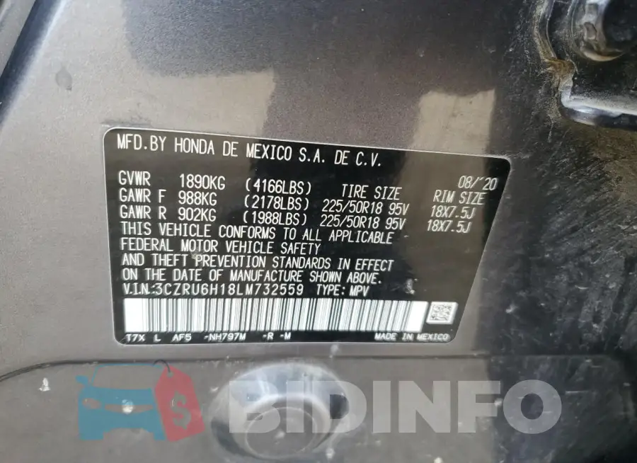 3CZRU6H18LM732559 Photo# 12