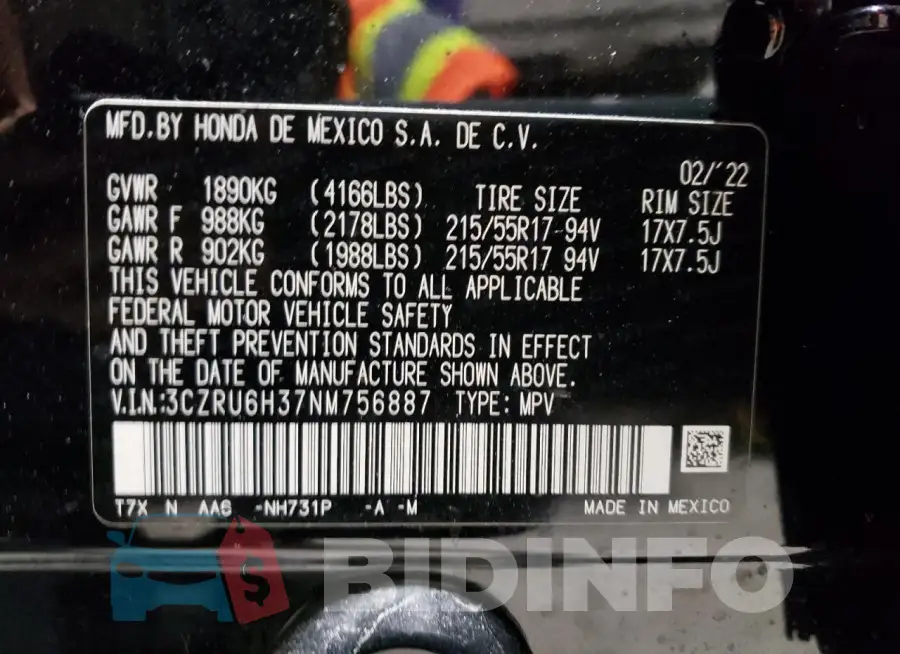 3CZRU6H37NM756887 Photo# 12
