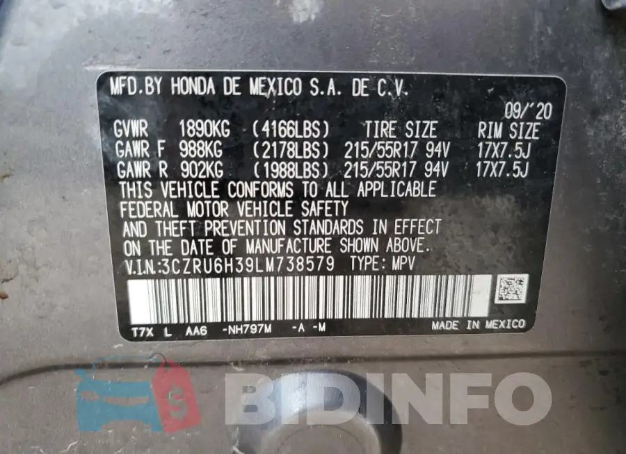 3CZRU6H39LM738579 Photo# 12