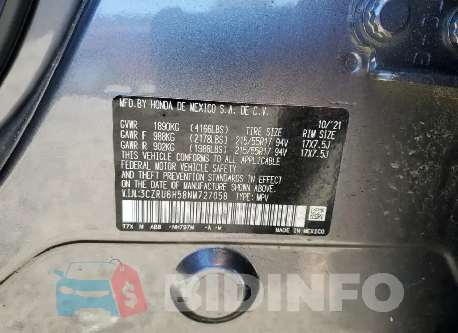 3CZRU6H58NM727058 Photo# 12