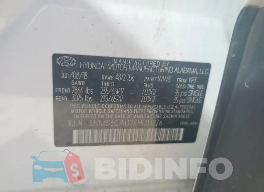 5NMS3CAD2KH003276 Photo# 12