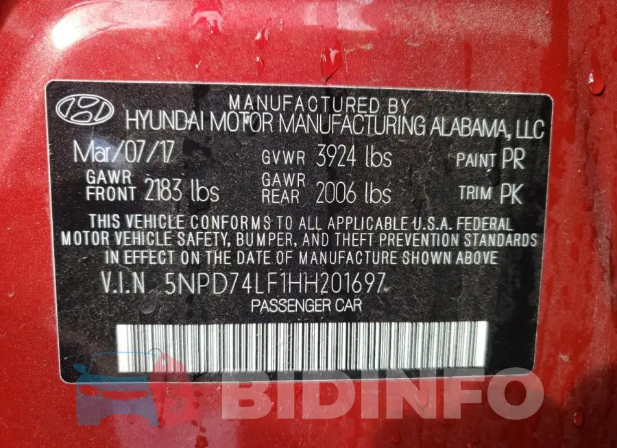 5NPD74LF1HH201697 Photo# 12
