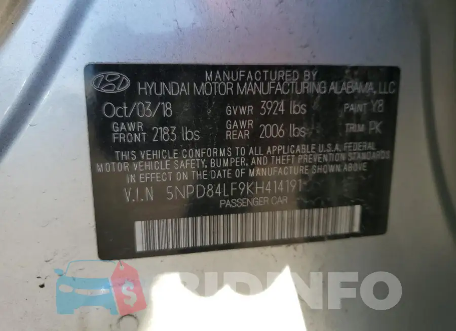 5NPD84LF9KH414191 Photo# 12