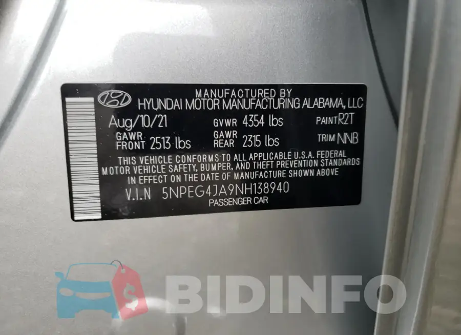 5NPEG4JA9NH138940 Photo# 12