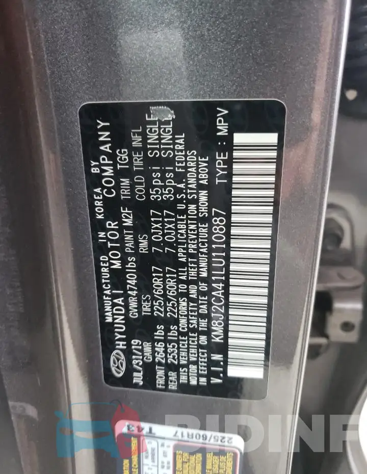 KM8J2CA41LU110887 Photo# 14