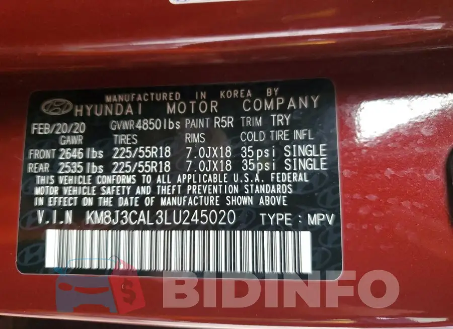 KM8J3CAL3LU245020 Photo# 12