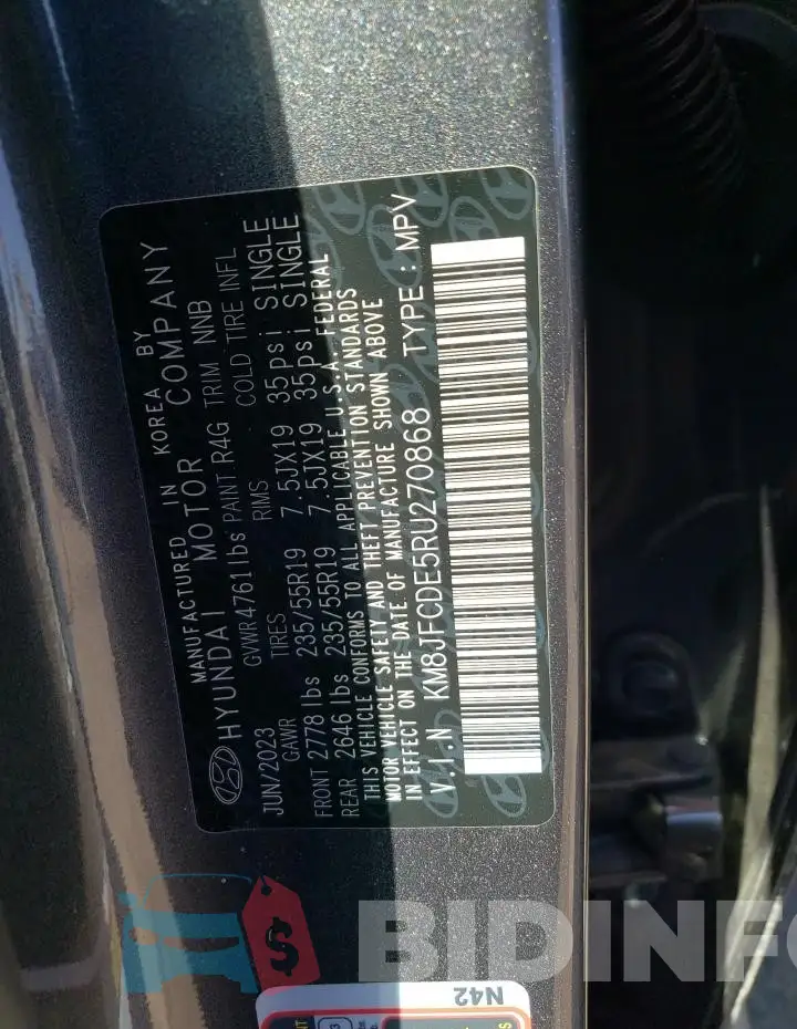 KM8JFCDE5RU270868 Photo# 13