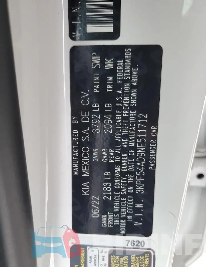 3KPF54AD9NE511712 Photo# 12