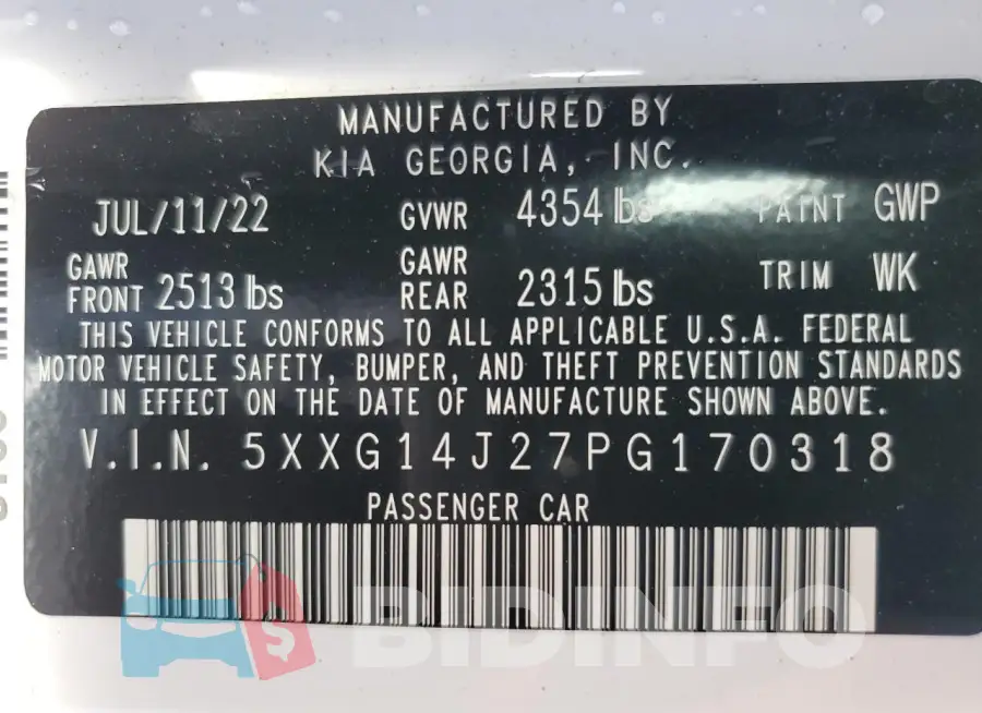 5XXG14J27PG170318 Photo# 13