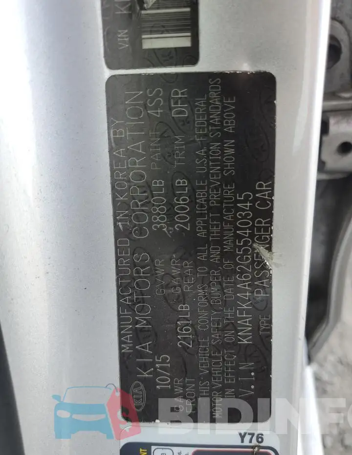 KNAFK4A62G5540345 Photo# 13