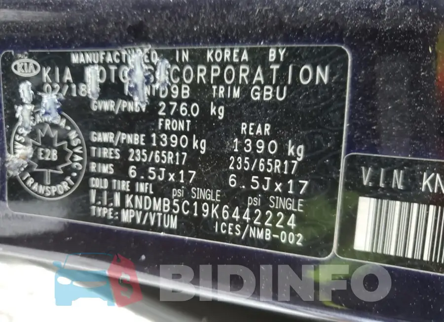KNDMB5C19K6442224 Photo# 13