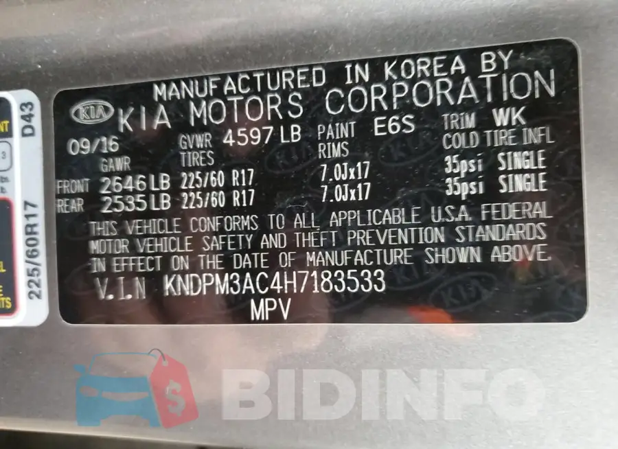 KNDPM3AC4H7183533 Photo# 12