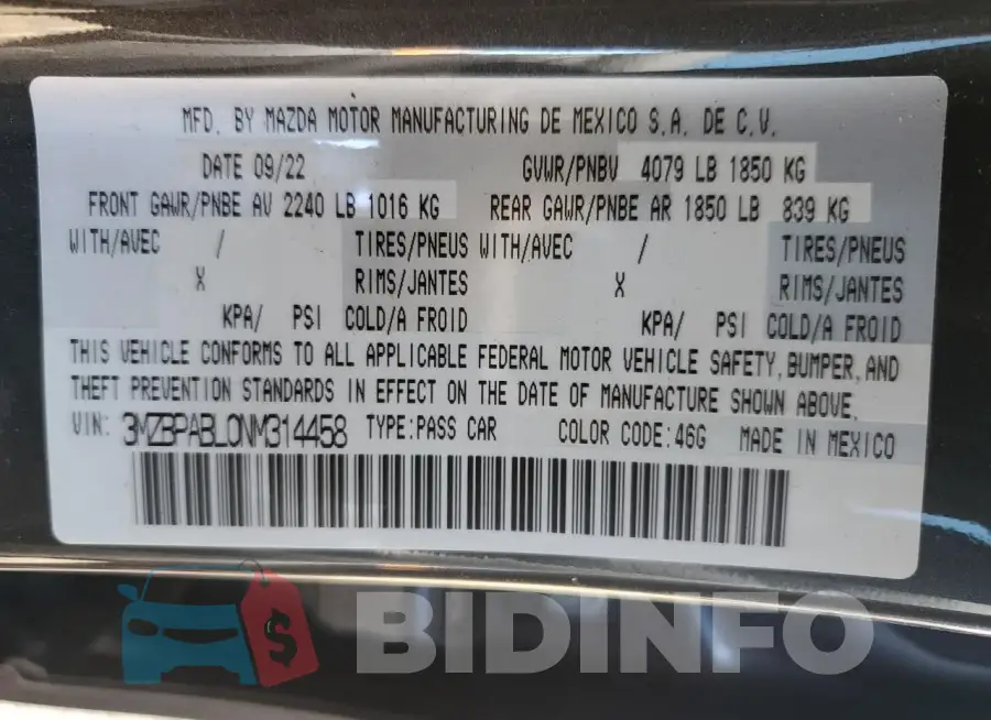 3MZBPABL0NM314458 Photo# 12