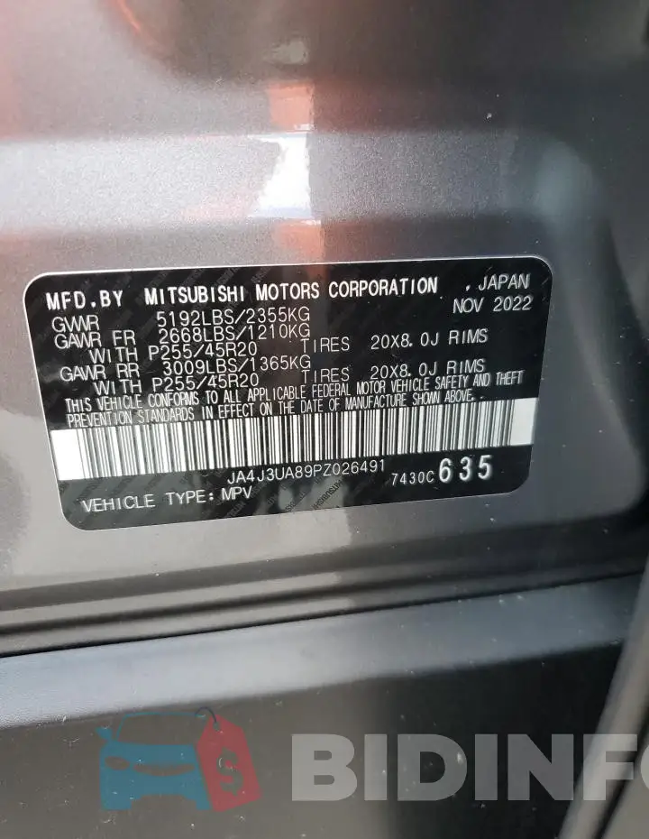 JA4J3UA89PZ026491 Photo# 13