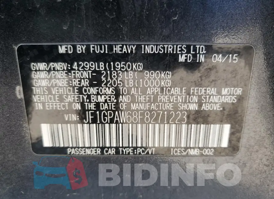 JF1GPAW68F8271223 Photo# 12