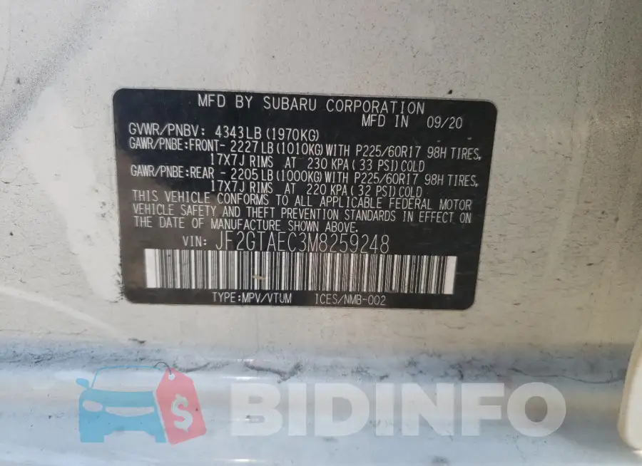 JF2GTAEC3M8259248 Photo# 13