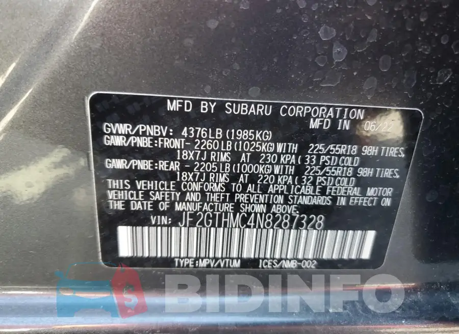 JF2GTHMC4N8287328 Photo# 12