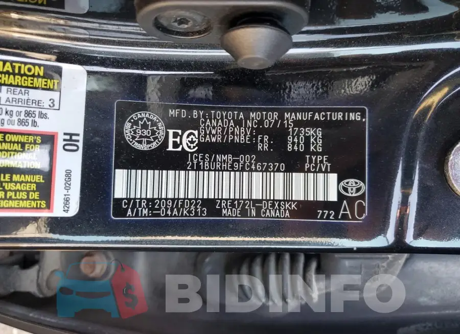 2T1BURHE9FC467370 Photo# 12