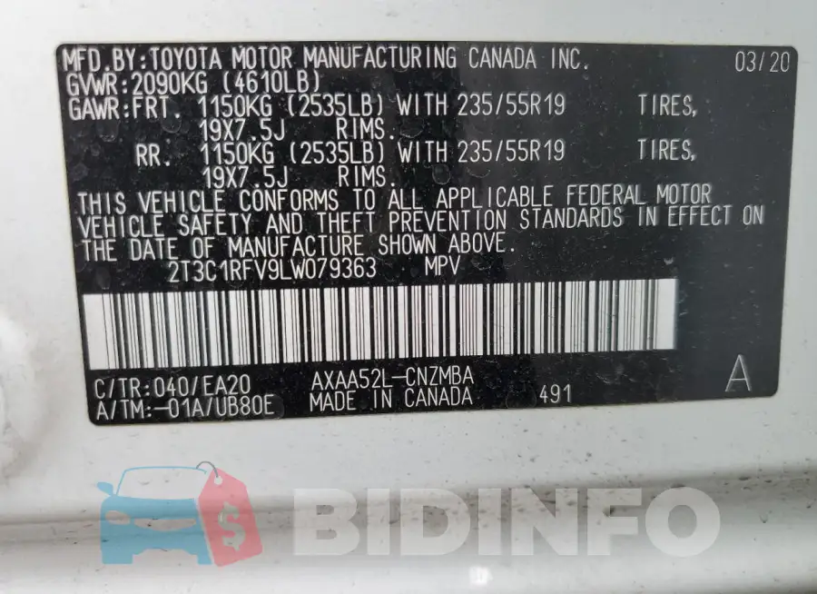 2T3C1RFV9LW079363 Photo# 14