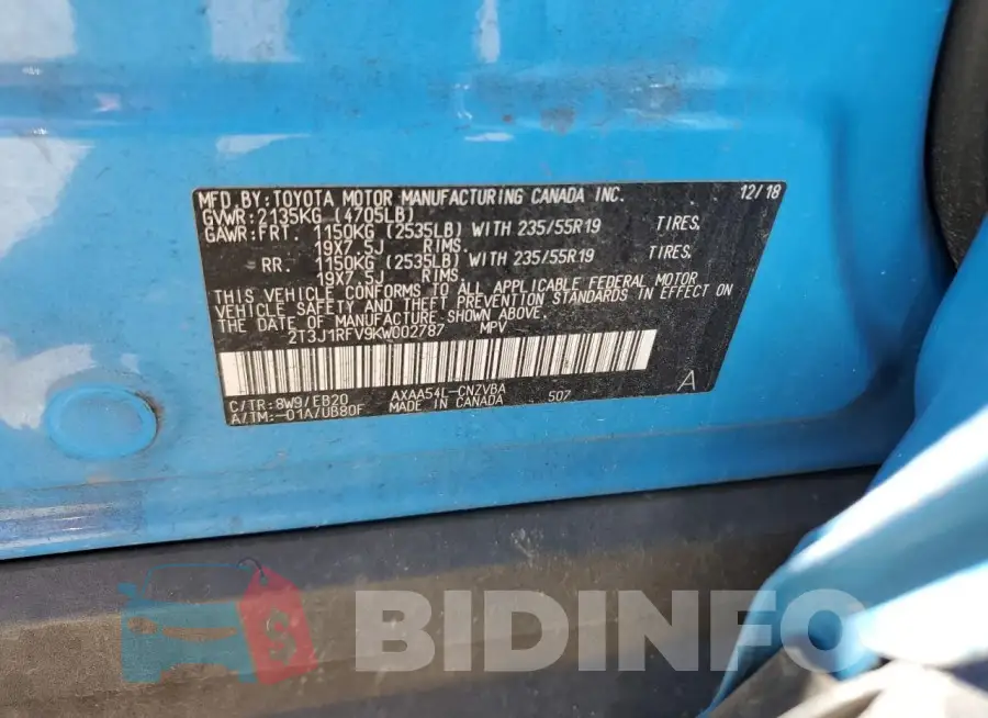 2T3J1RFV9KW002787 Photo# 12