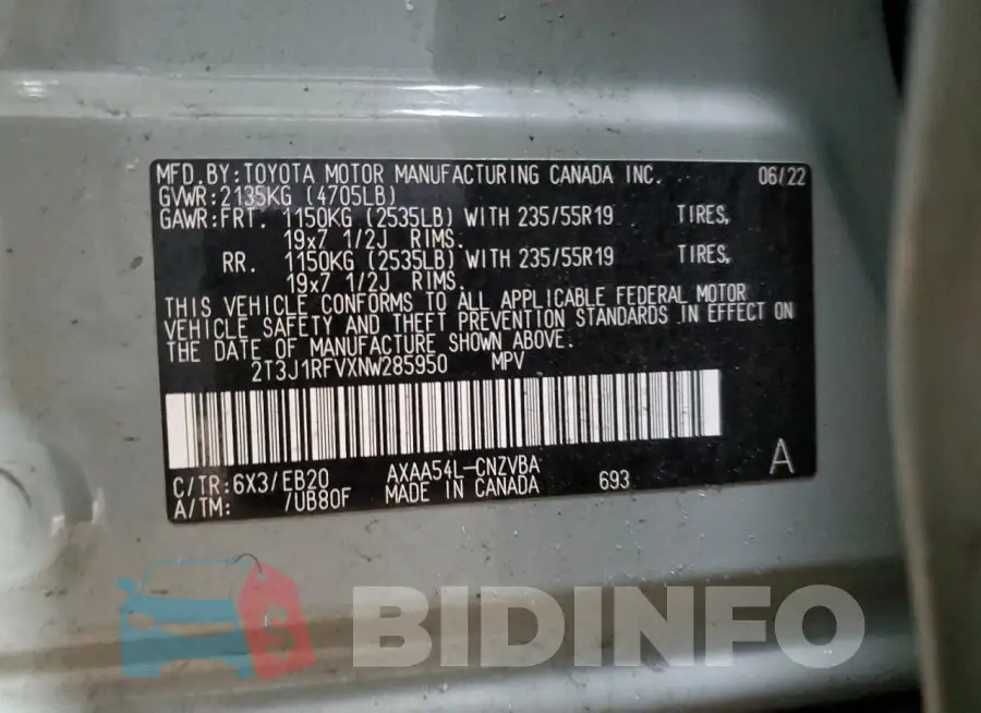 2T3J1RFVXNW285950 Photo# 13