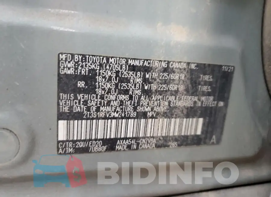 2T3S1RFV3MW241789 Photo# 13