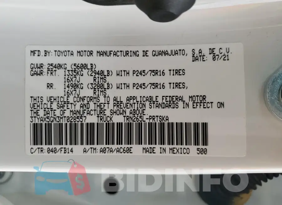 3TYAX5GN3MT028557 Photo# 12